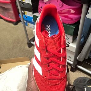 Adidas Red and White Sneakers